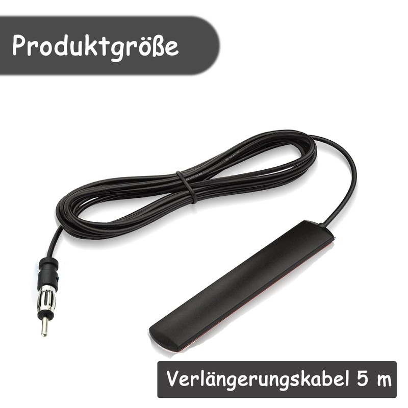 Autoradio Antenne, FM Scheibenantenne Universal, Verlängerungskabel 5, Antenne Kompatibel mit