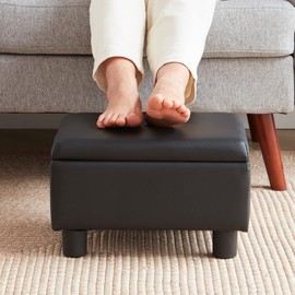 BAKSEA Small Foot Stool Under Desk Foot Stools Ottoman Footstool Foot Stools Small Footstools Foot Stool for Living Room Foot Rest 15" W x 12" D x 9.5" H Faux Leather Black