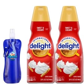 Candy Freezer International-Delight Liquid Coffee Creamer.- Pack of Two (2) 32 fl oz Bottles of Creamy Smooth Delightful Coffee Creamer with Collapsible Bottle (Sweet & Creamy) Bottle