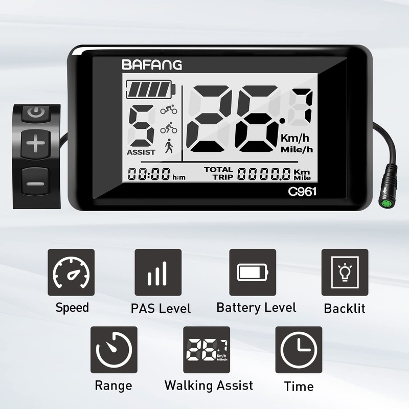eBike Display C961 for BAFANG BBS01B BBS02B BBSHD Motor Electric