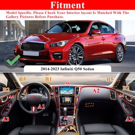 AeroBon Q50 Real Carbon Fiber Interior Trim Overlay Compatible with 2014-2024 Infiniti Q50 Window Lift Door Lock Switch Control Panel Trim Set