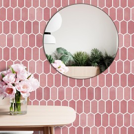 GRIPRO Peel and Stick Backsplash – Wall Tile for Kitchen Backsplash 12"x12" Hexagonal Self-Adhesive Backsplash Tile for Kitchen, Bathroom 3D Wall Stickers (4 Sheets, Pink)