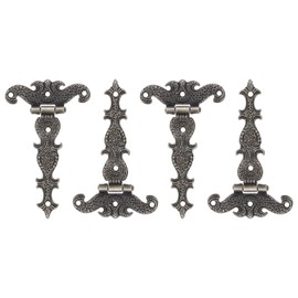 sourcing map 3.5 Inch Door Tee Hinge, 4Pcs T-Strap Hinges Retro Decorative Hinge for Wooden Fences Yard Doors Barn Gate Wooden Box, Bronze