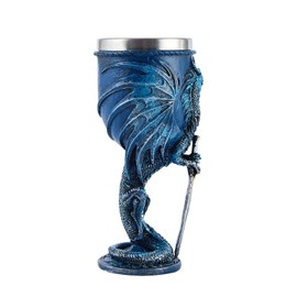 OTARTUDE Medieval Blue Dragon Goblet Stainless Steel Dungeons and Dragons Gift Goblet Wine Goblet 210ml (Blue Sword Dragon)
