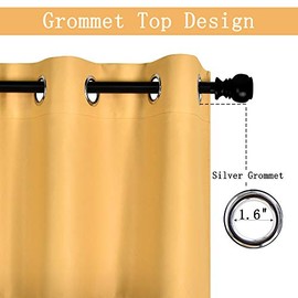 DECOVSUN Cenefa amarilla para cocina, opaca con aislamiento térmico de 100 x 18 pulgadas, cortinas cortas con ojales para dormitorio/sala de estar, 1 panel