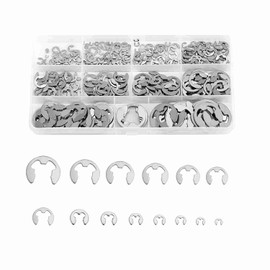 Litorange 390 Pcs E-Shape Snap Rings E-Clips 304 Stainless Steel Retaining Snap Rings Circlip Kit Snap Rings E Retaining Rings for Securing Parts