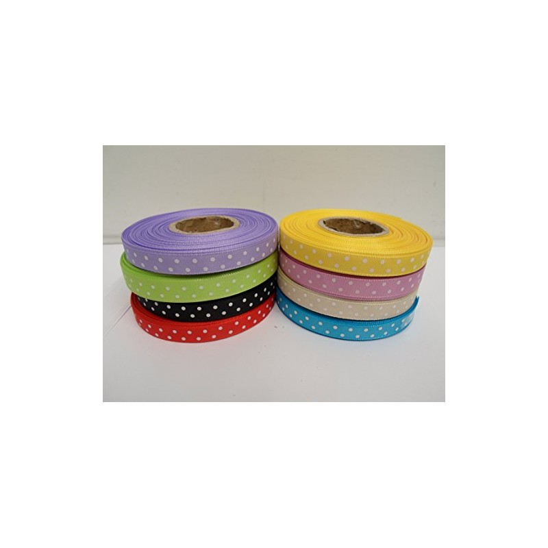 2 metres x 10mm Polka dot Satin Ribbon Candy Bright