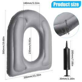 WYYFXY® Inflatable Toilet Seat Cushion with Suction Cup Toilet Seat Cover Grey Inflatable Seat Cushion with Hand Pump Toilet Seat Raiser Seat Ring for Adults, Seniors, Disabled