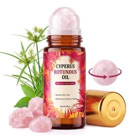 Anzqul Cyperus Rotundus Oil, Botanical Body Oil Roll On with Rose Quartz Roller Ball, Moisturizing & Nourishing Skin for Armpits, Legs, Arms After Post-Wax, Both for Women and Men, 2FL OZ