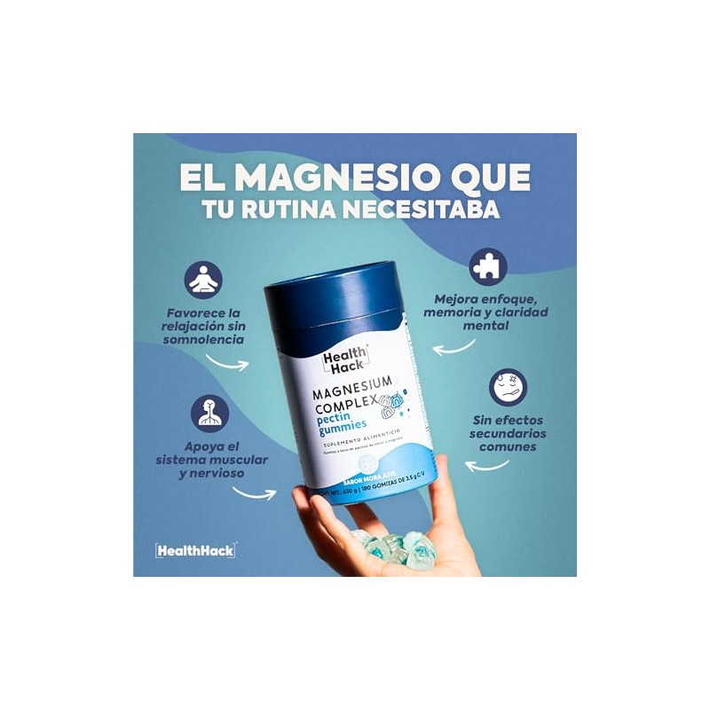 Magnesio Complex con Glicinato y Citrato 180 Gomitas Sin Azúcar