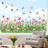 decalmile Window Clings Pink Tulips Flower Reusable Windows Decals