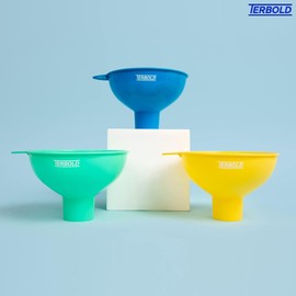 Terbold 3pc Wide Mouth Canning Funnels for Filling Bottles and Mason Jars | Large Spout Quick Fill Food Grade Plastic Funnels for Kitchen Use (Blue, Green, Yellow)