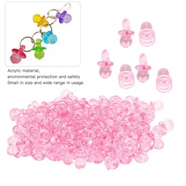 Zerodis 200Pcs Acrylic Baby Pacifier for Baby Shower Decorations Nipples Baptism Birthday Gift Baby Table Scatter Party Favors Games & Activities, 0.8x0.4x0.4in (Pink)