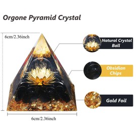 XIANNVXI Obsidian Orgonite Pyramid Black Stone Crystals Gemstones Lotus Pyramids Positive Energy Spiritual Healing Stones Pyramid Inspirational Success Gifts