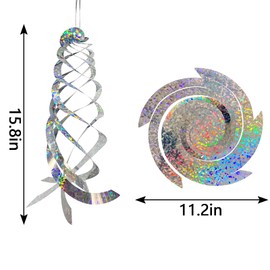 Sfcddtlg 4Pcs Bird Repellent Spiral Reflectors-15.8 Inch Hanging Reflective Bird Deterrent Device for Drive Birds Woodpeckers Pigeons Geese Away from The House Garden Swimming Pool