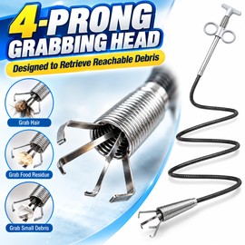 Flexible Drain Grabber for Clog Removal – Long-Reach 4-Claw Pickup Tool for Sinks, Pipes, Showers & Floor Drains