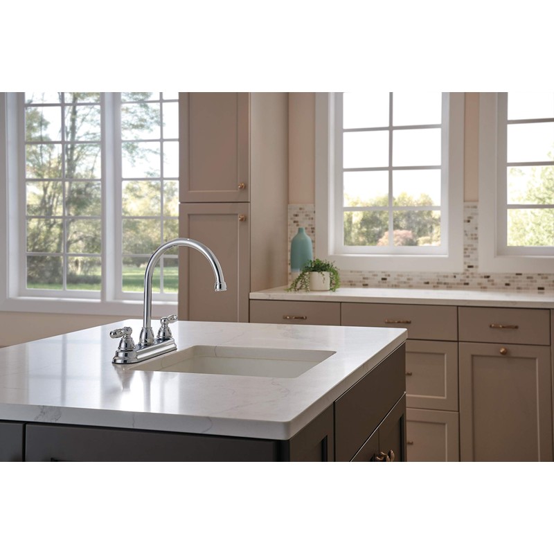 Peerless Claymore 2-Handle Kitchen Sink Faucet with Side Sprayer, Chrome