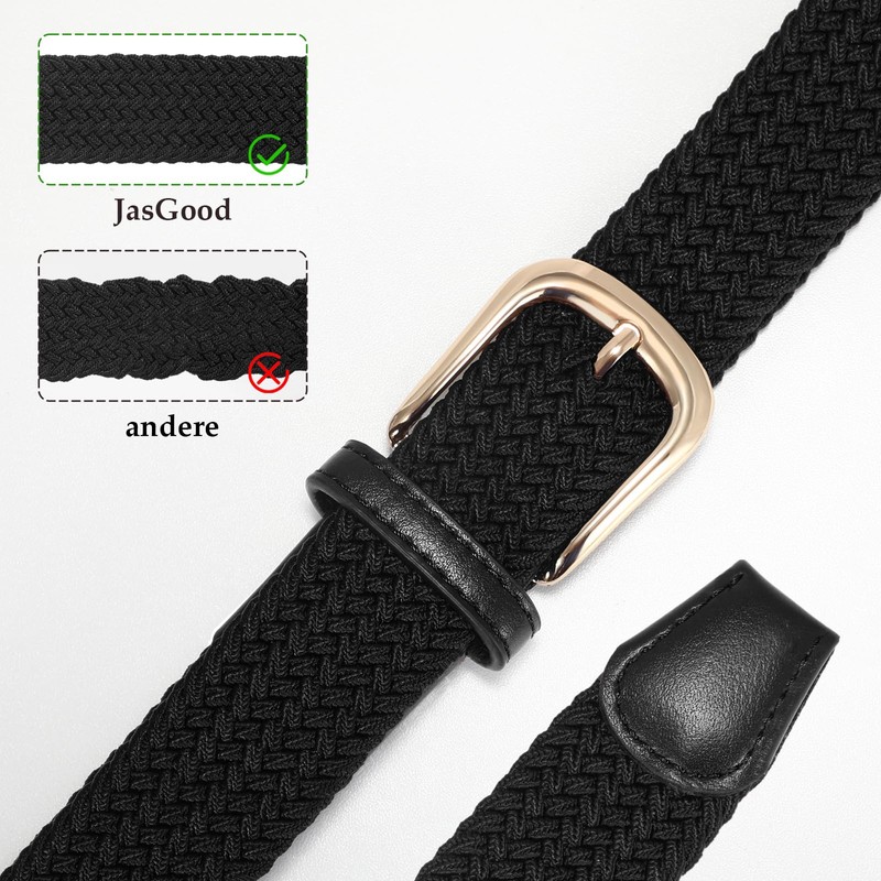 JasGood Women's Stretch Belt, Braided Belt, Women's Elastic Fabric Belt,