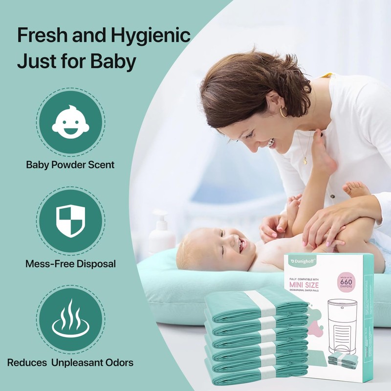 Diaper Pail Refills Compatible with DEKOR MINI, 30% Extra Thick,