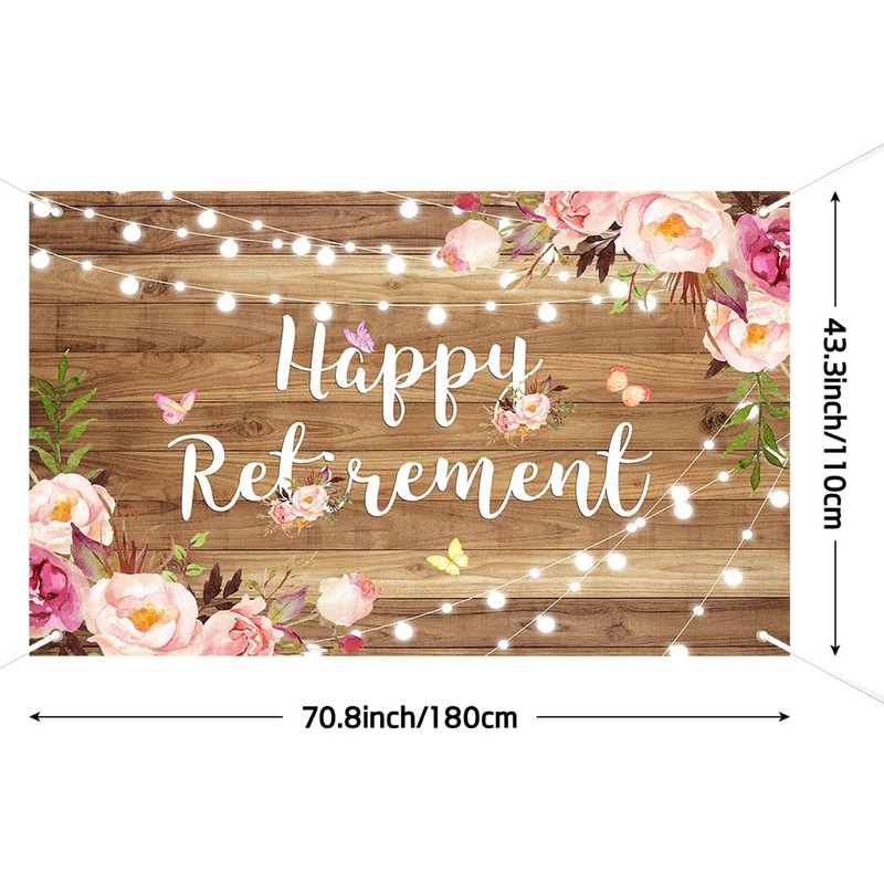 Lofaris Rustic Retirement Banner Backdrop for Women Pink Floral Happy