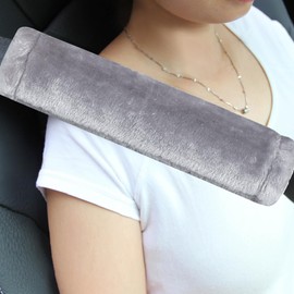 Amooca Amooca Soft Faux Fur Universal Fit Seatbelt Cover Car Truck SUV Airplane Seat Belt Shoulder Pad for Carmera Backpack Straps Neck Cushion Protector 2 Pack 10.5in Light Silver Grey