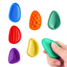 6PCS Textured Worry Stone, Colorful Sensory Stones, Quiet Classroom Fidget Toys for Kids Autism, Social Emotional Worry Stones for Kids Students Office Worker Anxiety(Multicolor)