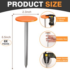 Zealor 8 PCS Permanent Property Line Markers, 6x2 Inch Boundary Markers for Property Land Survey Stakes Heavy Duty Survey Pin for Home Depot Septic Tank Yard Paver Ground Landscape Surveying