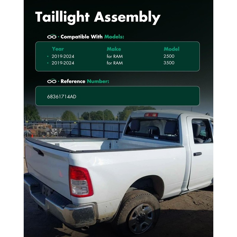 SCITOO Tail Light Assembly Fit 2019-2024 for RAM 2500 3500