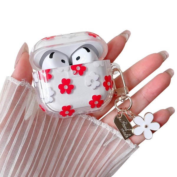 MINSCOSE Compatible with AirPods 4 Clear Case,Cute Cartoon Flower Pattern