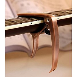 Music Store MS-EGC Curved BR Capo for Western and Electric Guitar, Secure and Secure Attachment, Easy Removal of Bridge Pins, Brown Wood Effect
