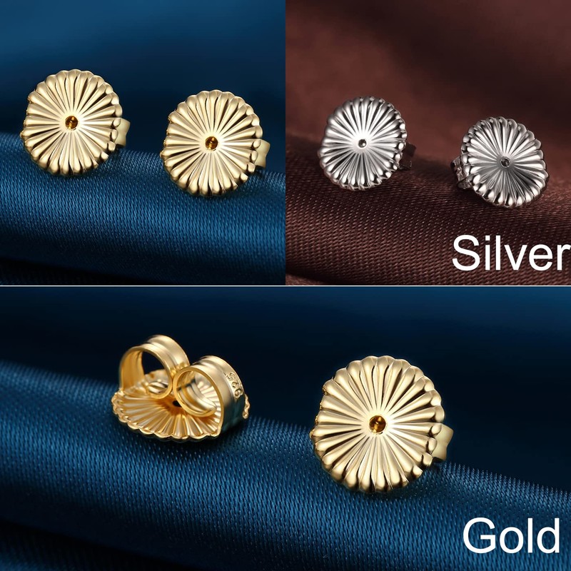 Earring Backs 18K White Gold Plated Sterling Silver Hypoallergenic Earring