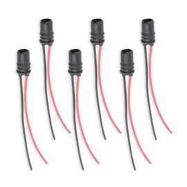 Sodcay 6 PCS Car T10 Instrument Bulb Socket Wiring Harness Connector, Round 12961 Insulating Rubber Lamp Holder with Pre-Wired Extension Harness, Universal for Car Bulb Mounting Adapter (Black & Red)