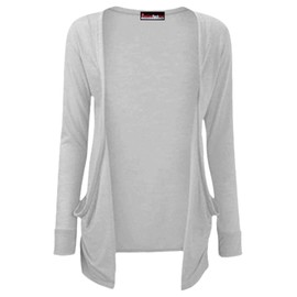 Girls Boyfriend Cardigan Plain Long Sleeve Fashion Open Top with Pockets Grey 11-12 Years