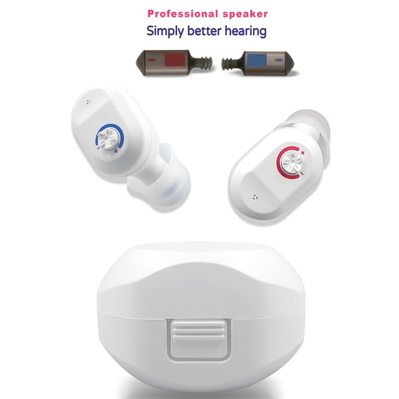 Double Direct Charging Hearing Aid Earphone Ear Aid White Layered