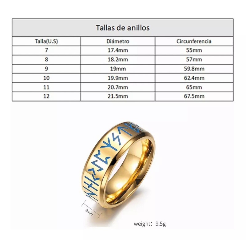 mil vientos 2 Anillos De Hombre Vikingo Runa Acero Inoxidable