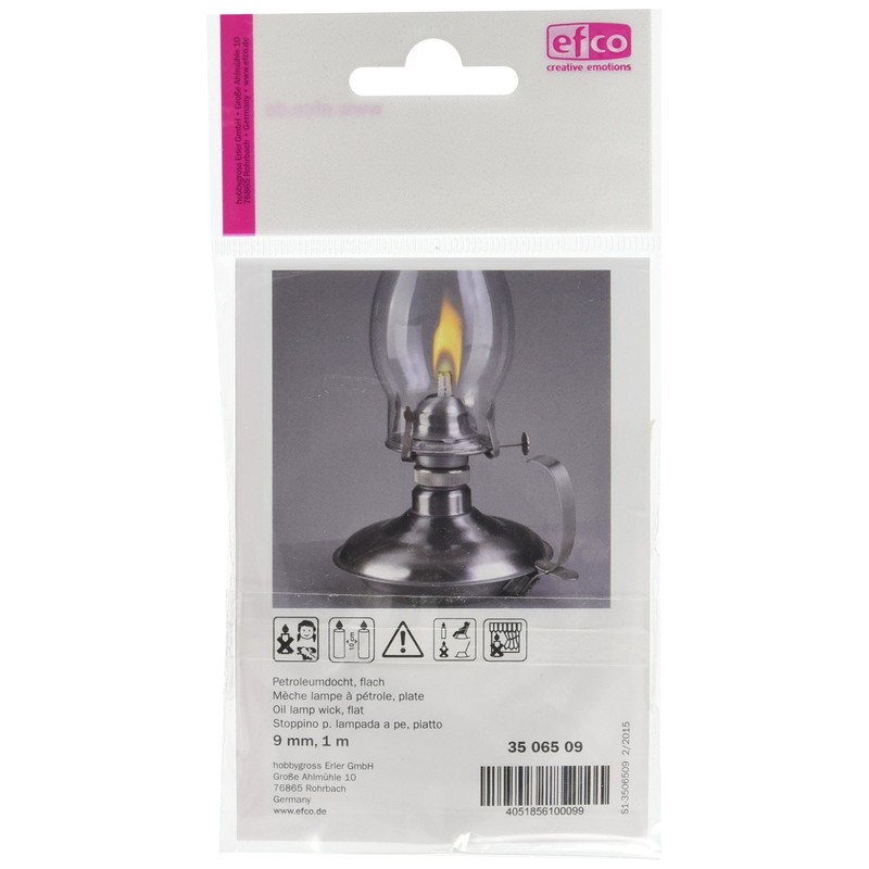 Efco Öllampendocht flach 9mm 1m, Baumwolle, weiß