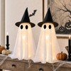 LED Witch Hat Ghost Figurines for Halloween Decor – 2-Piece