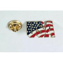 USA Letters Red White Blue Patriotic Flag LAPEL PIN