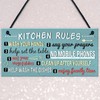 RED OCEAN Funny Rustic Kitchen House Rules Home Decorative Hanging