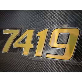 Domed 3D Boat Registration Numbers and Letters Sport Series (Gold/Black & Chrome, 16)