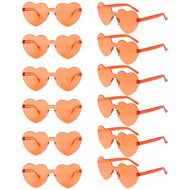 Bouiexye 12 Pack Heart Shaped Sunglasses for Women Heart Glasses for Bachelorette Birthday Party Favor (Orange)