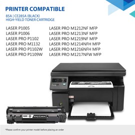 85A CE285A Toner Cartridge with CHIP 1 Pack (Black) Compatible Replacement for HP 85A Cartridge Laser P1005, P1006; Laser Pro P1102w, P1102, P1109w, M1132, M1212nf MFP, M1217nfw MFP, M12 Printer