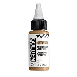 High Flow Acrylics by GOLDEN, Iridescent Gold Deep (Fine), 1 fl. oz. Bottle, Professional Acrylic Paint, Transparent
