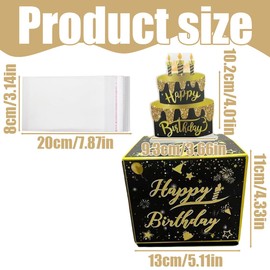 GJKLO Birthday Gift Box, Money Box for Cash Gift, Contains 30 Bags, Freely Removable, DIY Surprise Box, Happy Birthday Box Pull Gift