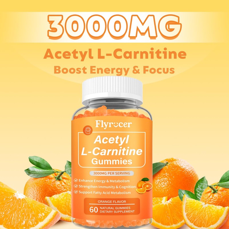 Flyrocer Acetyl L-Carnitine Gummies for Energy & Brain Function Support