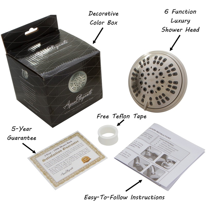 6 Function Adjustable Luxury Shower Head - High Pressure Boosting,