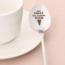 Christmas Birthday Gifts for Daddy Papa Spoon for Ice Cream Lovers Gifts for Granddad Grandpa Gifts from Granddaughter Grandson Papa's Ice Cream Spoon Engraved Spoons