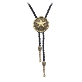 BRBAM Western Cowboy Texas Style Vintage Bolo Tie Fashion Texas Map and Lone Star Leather Bolo Tie Necktie Necklace (Style 5 - Gold)