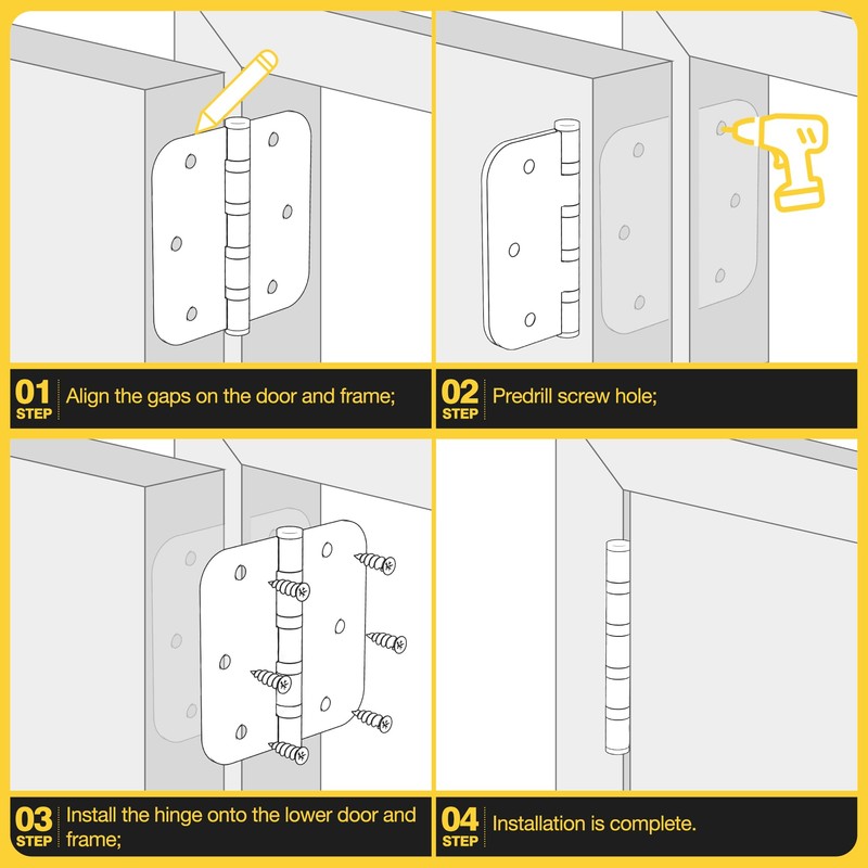 KOLET Ball Bearing Door Hinges, 3.5 Inches Black Door Hinges,
