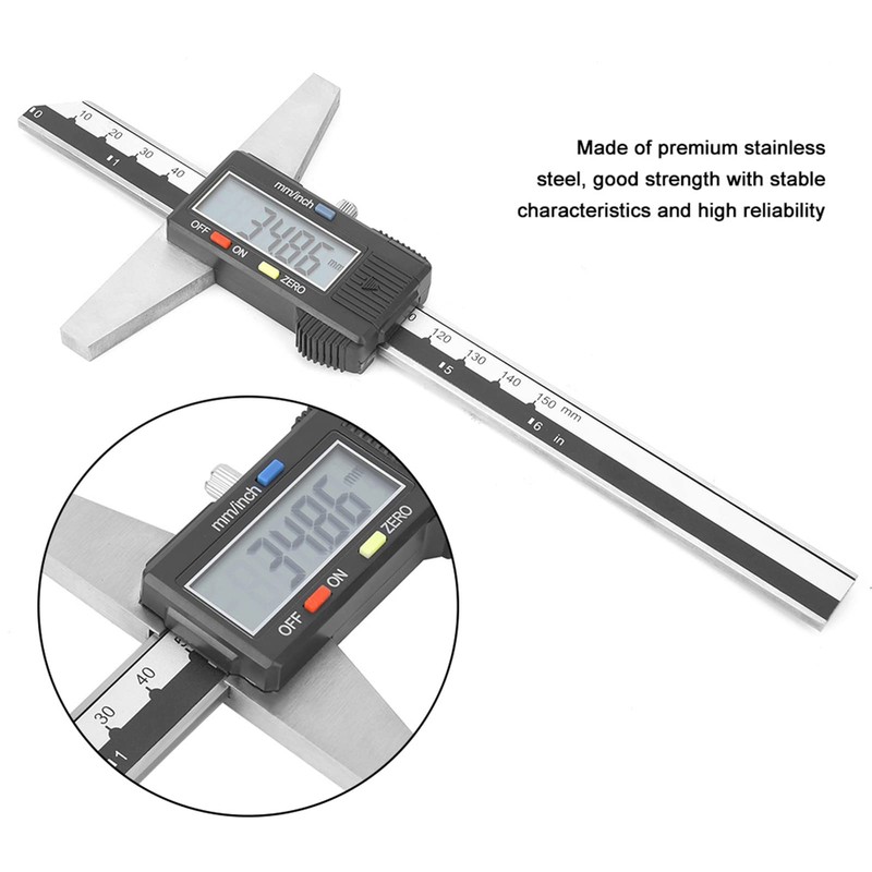 Digital Depth Gauge, Depth Gauge, Measuring Range, 0-150 mm, Outer